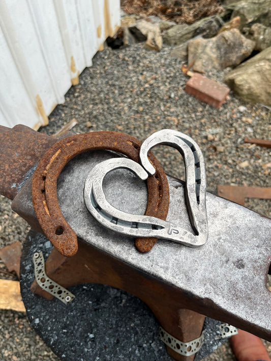 Forged horse shoe heart