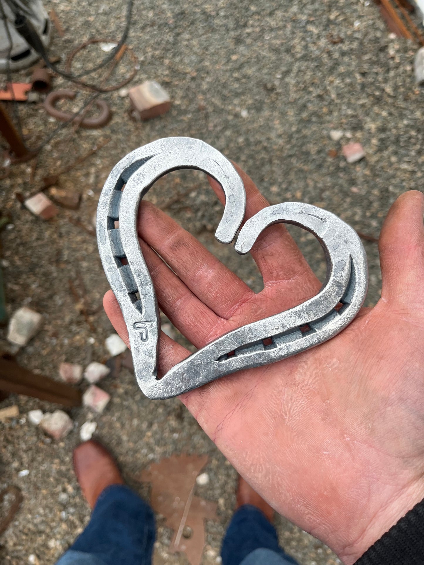 Forged horse shoe heart
